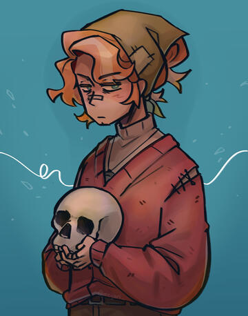 Art of Tommyinnit holding a skull by Hana on TWT